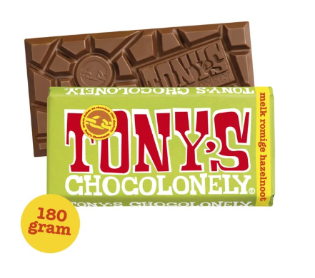 Tony's Chocolonely melk hazelnoot crunch 180g
