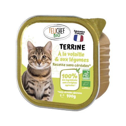 [30639] Felichef Bio kattenvoer terrine gevogelte met groenten - 100 g